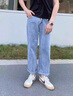 蓦沐牛仔裤子男春夏直筒潮牌休闲长裤宽松百搭裤子韩版青少年春夏男装 中蓝色2207-2 L 115斤-125斤 实拍图