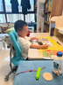 光明园迪（GMYD） 儿童学习桌椅套装可升降学生书桌可调节多功能写字桌椅诚者F120 诚者F120冰海蓝+A6-2卡其+蓝椅套 实拍图