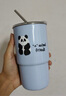 美厨（maxcook）304不锈钢水杯子 600ml大容量咖啡杯保温冷饮吸管杯带盖便携 熊猫 实拍图