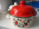 欧丽家 珐琅搪瓷汤锅双耳锅炖锅泡面碗煮面锅煮螺蛳粉电磁炉加热通用 田园红花 18cm 1400ml 实拍图