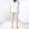 红豆居家（Hodohome）儿童睡衣女童夏季纯棉套头家居服中大童短袖短裤套装300薄荷绿150 实拍图