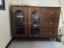 柚耀餐边柜一体靠墙现代简约餐厅茶水柜厨房收纳柜法式胡桃色藤编斗柜 【长虹玻璃款胡桃】120cmA餐边柜 实拍图