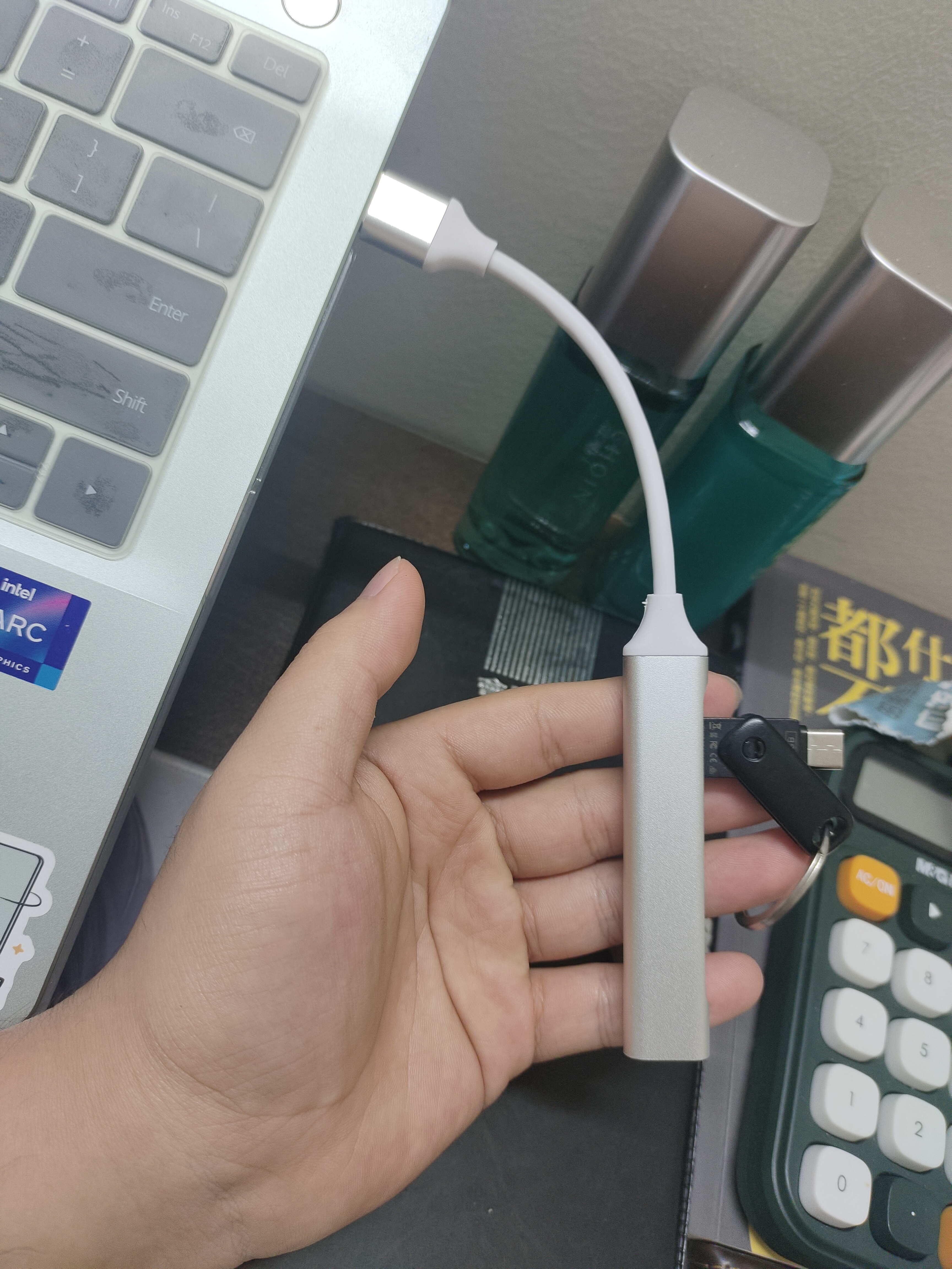较洋适用于笔记本电脑USB3.0扩展器type-c拓展坞matebook14/se版/13s转换 银色USB接口【鼠标键盘/移动硬盘/U盘等 实拍图