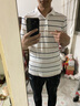 杉杉（FIRS）条纹翻领短袖T恤男2025夏季新款弹力清爽舒适POLO减龄t恤衫631 本白 M (170) 实拍图