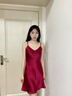 天蚕100%真丝睡裙女士夏季桑蚕丝丝绸夏天大码性感高级感吊带女生睡衣 酒红色 M 建议80-95斤 晒单实拍图