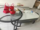 森生林岩板茶几客厅小户型简约轻奢椭圆形可伸缩茶桌 C14-1黑架灰箱 雪山白+黑玻 120cm椭圆茶几+80cm小圆边几 实拍图