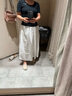 无印良品（MUJI）女式 强捻 抽褶裙 长半身裙女裙子女装格子裙25年夏季BE1VEC5S 黑色格纹 S （155/62A） 实拍图
