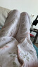 ROVO纯棉孕妇夏季月子服睡衣产后哺乳100%纯棉开衫套装喂奶专用居家服 蝴蝶结兔 M（适合于95-120斤） 实拍图