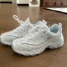 斯凯奇（Skechers）女鞋秋季蕾丝熊猫鞋厚底增高百搭休闲运动经典复古老爹鞋 白色/WHT 38.5 尺码偏大，建议选小半码 实拍图