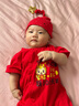 传乐星（CHUANLEXING）蛇宝满月婴儿衣服百天百日宴秋冬款男女新生儿连体衣喜庆套装 平安喜乐-福蛇（夏季短款+帽袜 66cm (12-15斤/2-4月)百天 实拍图