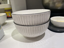 康琴（KANGQIN）釉下彩简约餐具碗盘套装网红菜盘家用面碗大汤碗ins陶瓷餐具 黑线竖纹 63件套 实拍图