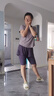 徽格儿（phigeer）跑步套装女晨跑服夏季专业五分裤跳操服薄款宽松透气健身衣短袖 紫色两件套（紫色五分裤） XL 实拍图