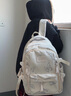 JCZS日系书包初中女生大容量高颜值ins风小众简约双肩背包高中大学生 白色+挂饰加大加厚防水 实拍图