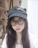 QUEEN TRIP猫耳朵鸭舌帽星星爱心y皮扣亚文化系宅系可爱二次元贝雷帽 黑方扣猫耳帽 实拍图