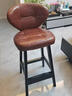 伊豪格吧台椅家用岛台高脚凳实木高脚椅子前台收银吧凳美式轻奢酒吧椅子 黑色实木脚-棕色油蜡皮 坐高65cm【适配90-95台面】 实拍图