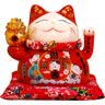 吉善缘陶瓷招财猫摆件存钱罐店铺开业礼品收银台红发财猫办公室乔迁装饰 大号财源滚滚（电动摇手） 实拍图