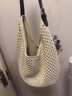 出极编织托特包包女2025春夏新款大容量韩系小众镂空单肩斜挎包 浅米色 实拍图