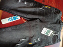 杰门森牛仔裤男秋冬季修身小脚裤子男士破洞弹力休闲裤韩版潮牌男裤长裤 K53黑色常规 30 【2尺3】体重120-125斤 实拍图