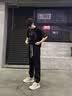 顶峰保罗（Dingfengbaoluo）休闲工装裤子男士春秋季束脚宽松潮牌户外运动长裤2098黑色XL 实拍图