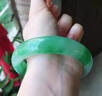 冰糯种阳绿正品翡翠手镯子老坑飘绿正圈冰种果绿礼品女款玉手镯子 54号 实拍图