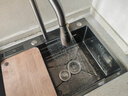 沐瀚森4MM加厚飞雨304不锈钢厨房水槽大单槽蜂窝瀑布家用洗菜盆一体盆 【4.0压纹黑】飞雨刀架/顶配套餐 75*45 实拍图