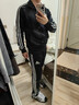 阿迪达斯（adidas）运动套装男秋冬跑步运动套装防风夹克直筒裤两件套 黑白 S 实拍图