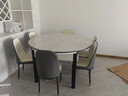 卧家岩板餐桌椅组合现代简约轻奢伸缩折叠家用小户型实木餐桌吃饭桌 12mm岩板-傲雪白-哑光白 1.35m 直径桌+六椅【菠萝椅】 实拍图
