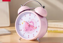 得力（deli）2025新款全自动闹钟儿童房电子表 钟表起床神器学生专用卧室大声音响床头闹钟学生推荐 开学季9024 【多彩指针】送电池 浅粉 实拍图