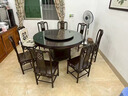 法仕宾全实木印尼紫檀木中式餐桌椅组合雕花圆形吃饭大圆桌子带转盘家用 1.6米单桌+3C玻璃+实木转盘 实拍图