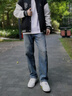 森马（Semir）牛仔裤男猫须做旧复古宽松直筒裤2025秋冬长裤子经典109725124103 实拍图