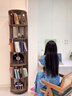 林之语实木旋转书架360度书柜置物架落地一体靠墙移动学生转角立式书架 【六层】44*197.8cm黑橡木色 实拍图