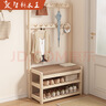 智新木王实木衣帽架落地家用门口换鞋凳挂衣架一体鞋架玄关衣帽柜卧室鞋柜 实拍图
