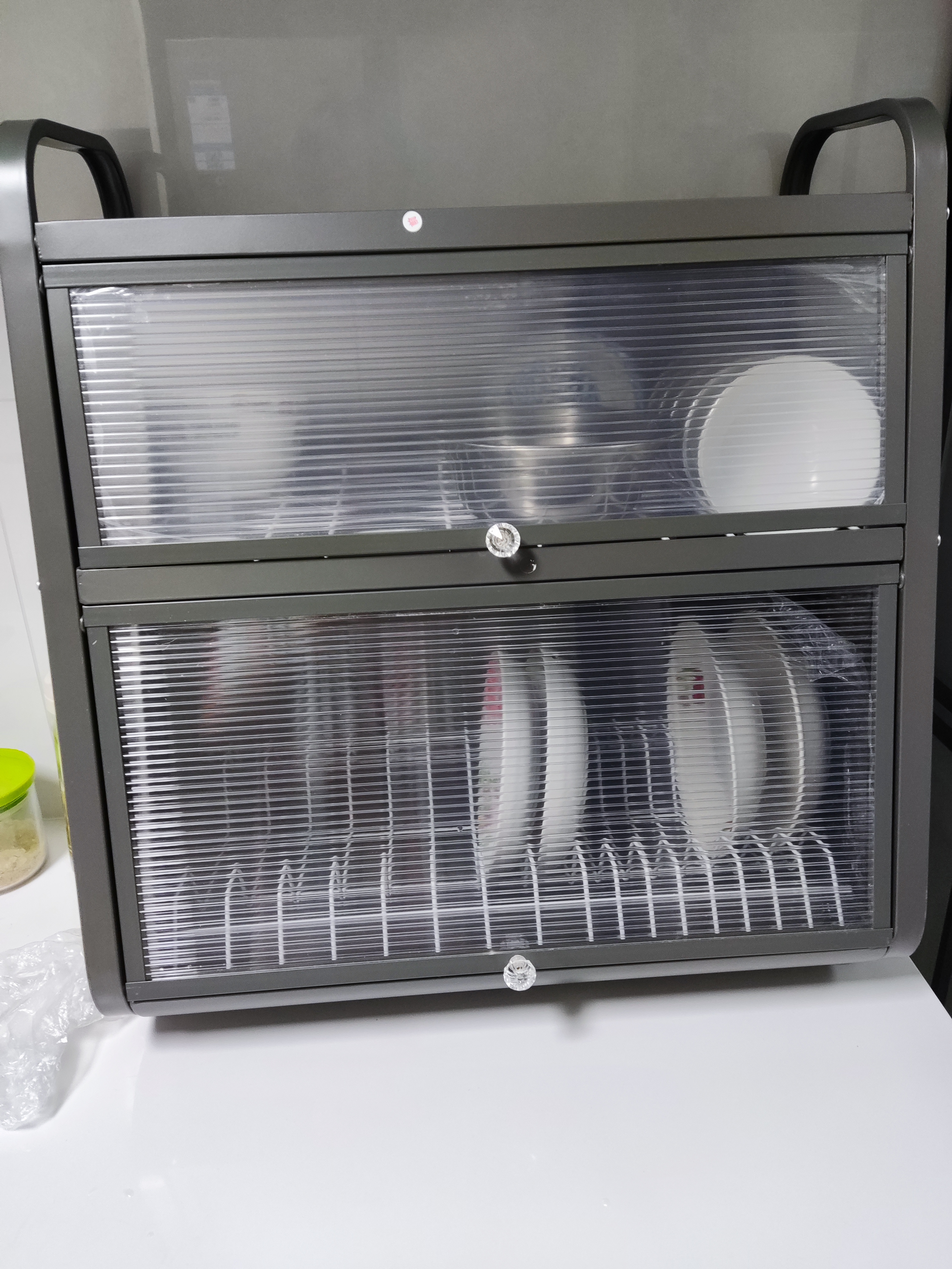 雅图诗厨房碗碟收纳柜台面置物多功能家用神器碗柜大容量碗筷盒沥水架 【52cm】枪灰色三层+刀架+筷子筒 实拍图