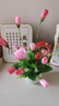 花艺赫家饰仿真花郁金香塑料花小盆栽室内家居餐桌摆件客厅办公桌装饰假花 粉色玉兰苞+白色花瓶套装 实拍图