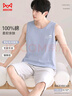 猫人防螨抗菌纯棉男士睡衣男夏无袖t恤情侣背心家居服蓝色2XL 实拍图