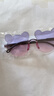 新款萌可爱圆框小熊儿童太阳镜夏款遮阳眼镜潮流渐变色宝宝墨镜 上紫下粉 实拍图