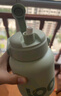 316不锈钢大肚保温杯时尚简约运动水壶大容量弹盖吸管水杯带背带 灰豆绿1100ml 实拍图