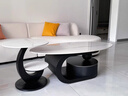 意式极简岩板椭圆形茶几客厅家用小户型轻奢现代简约高级感组合 组合款黑柜鱼肚白130*70+边几50 实拍图
