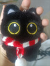 小黑猫书包包挂件可爱毛绒公仔钥匙扣玩偶汽车挂饰品链学生送礼物 红白围巾-大眼黑猫 实拍图