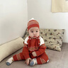 G.DUCKKIDS婴儿连体哈衣连帽针织衫爬服童装毛衣秋冬新款外套满月外出连身衣 酒红色 9603(带帽) 90cm (XXS) 90 实拍图