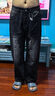 MAYBEYOND牛仔裤男秋冬季宽松直筒裤子男美式休闲阔腿长裤MA74黑灰XL 实拍图
