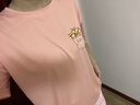 清仓捡漏高档剪标减龄短袖t恤宽松遮肚子洋气设计大码上衣洋气 51粉红色【右】一杯汪 M 【80-110斤】 实拍图