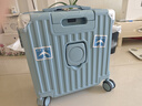 左汀小型多功能登机箱行李箱防撞抗压拉杆箱旅行箱男女学生密码箱 浅灰蓝【杯架+充电口+手机支架】 18英寸 ，可登机3天以内出行 实拍图