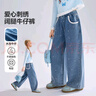 ASK JUNIOR女童裤子2025秋季直筒长裤儿童时尚牛仔裤 蓝色 140 实拍图