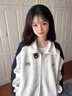 棉致复古开衫卫衣外套女秋冬季新款宽松小个子撞色立领休闲运动加绒 白灰色【3058常规高品质】 L 100-120斤 实拍图