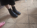 大东女士高跟短靴女粗跟方头2025新款马丁靴英伦风春秋单靴显脚小裸靴 黑色-薄绒 37 实拍图