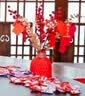 嘻吻乐订婚福桶小摆件结婚场景布置装饰婚房客厅喜字花瓶婚庆用品大全 福气满屋【红瓶】（套装E） 实拍图