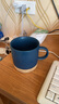 炊大皇马克杯 木底陶瓷杯高颜值办公防滑咖啡杯牛奶杯水杯 蓝色350ml 实拍图