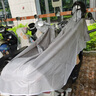 全燕雨衣电动车全身防暴雨男女加长加厚可视仪盘雨披柔软无异味牛津 有镜套单人-灰色【简纯新款】 5XL 1件 【适合大电动车/摩托车】 实拍图