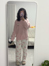 果壳（Gukoo）睡衣女秋冬季新款甜美卡通圆领套头薄绒款保暖女士套装家居服D 天堂粉女套装1 S 实拍图